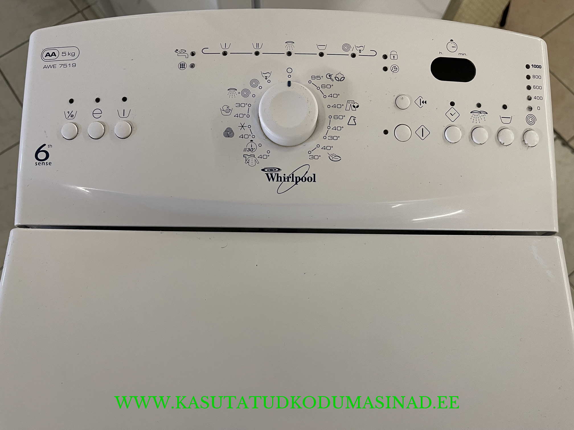 Kasutatud Whirlpool AWE7519 pesumasin – 5kg. – 1000rpm. – Laius 40cm - Image 2