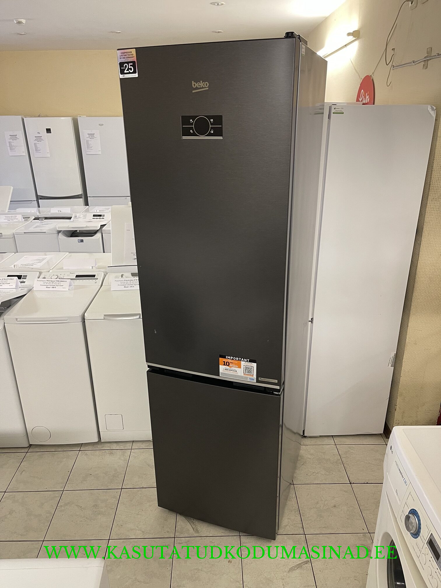 3 kuud kasutatud BekoB5RCNA405ZXBR külmik – NoFrost – Inverter - Kõrgus 203,5cm. – maht 106/249 liitrit
