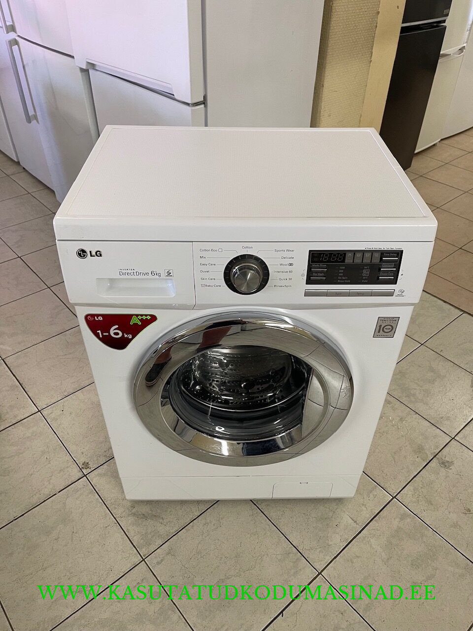 Kasutatud LG F1296NDA3 õhuke pesumasin – 6kg. – 1200rpm. – Inverter otsemootor – Sügavus 47cm.