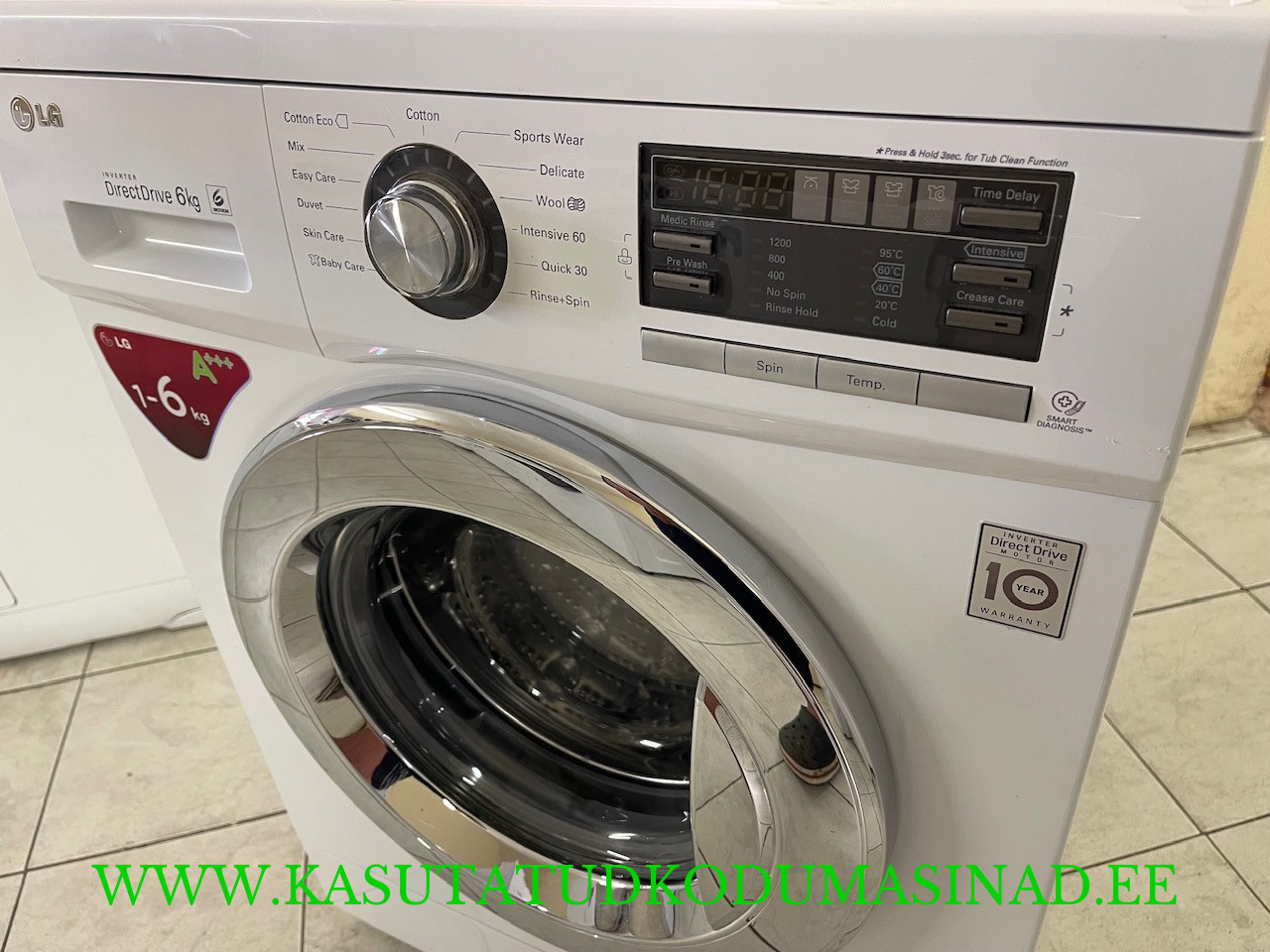Kasutatud LG F1296NDA3 õhuke pesumasin – 6kg. – 1200rpm. – Inverter otsemootor – Sügavus 47cm. - Image 2