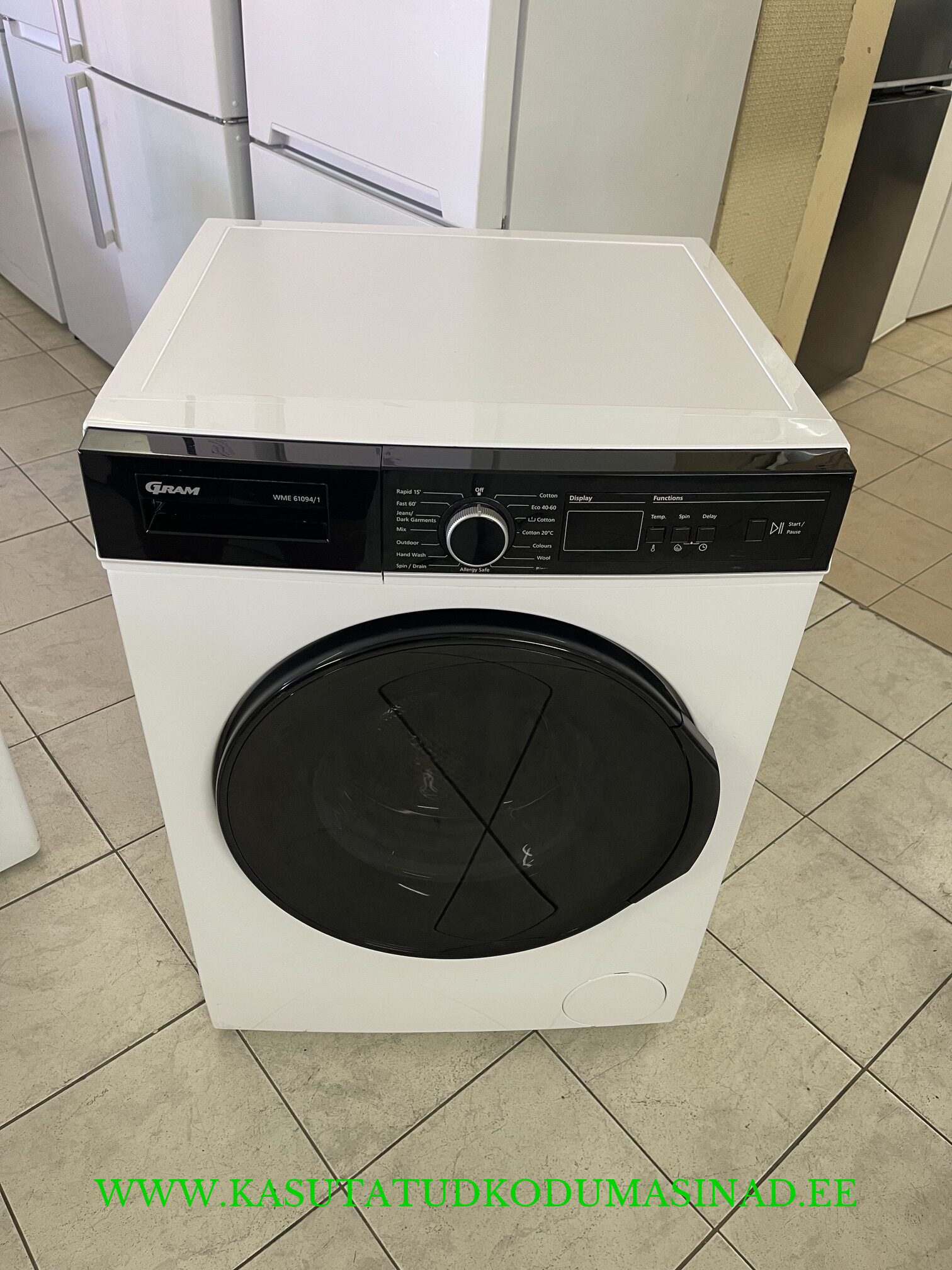 Vähe kasutatud Gram WME61094/1 pesumasin – 9 kg. – 1400rpm. – mõõdud 60x62x85cm.