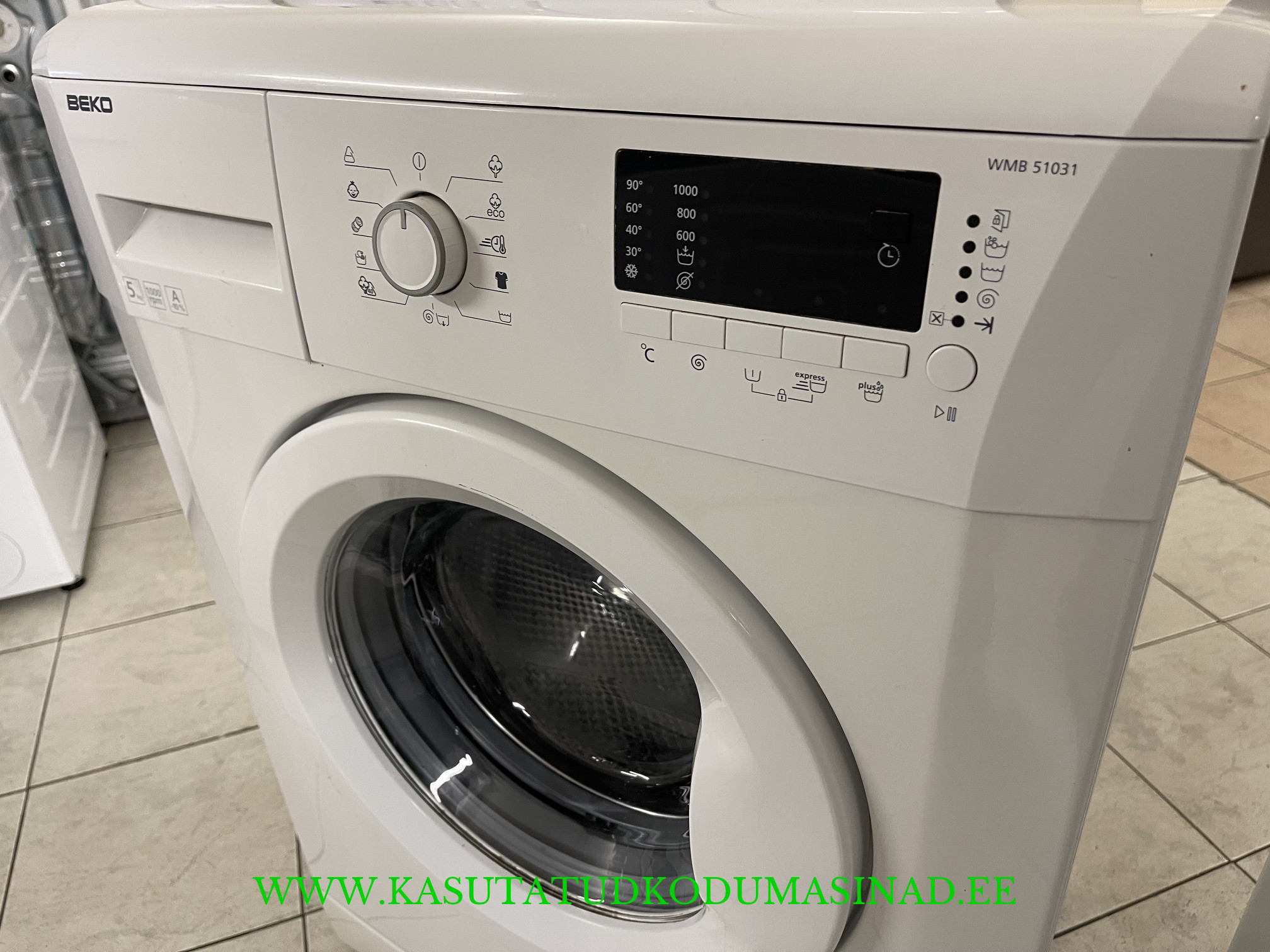 Kasutatud õhuke Beko WMB51031 pesumasin – 5kg – 1000rpm. – mõõdud 60x49x85cm. - Image 2