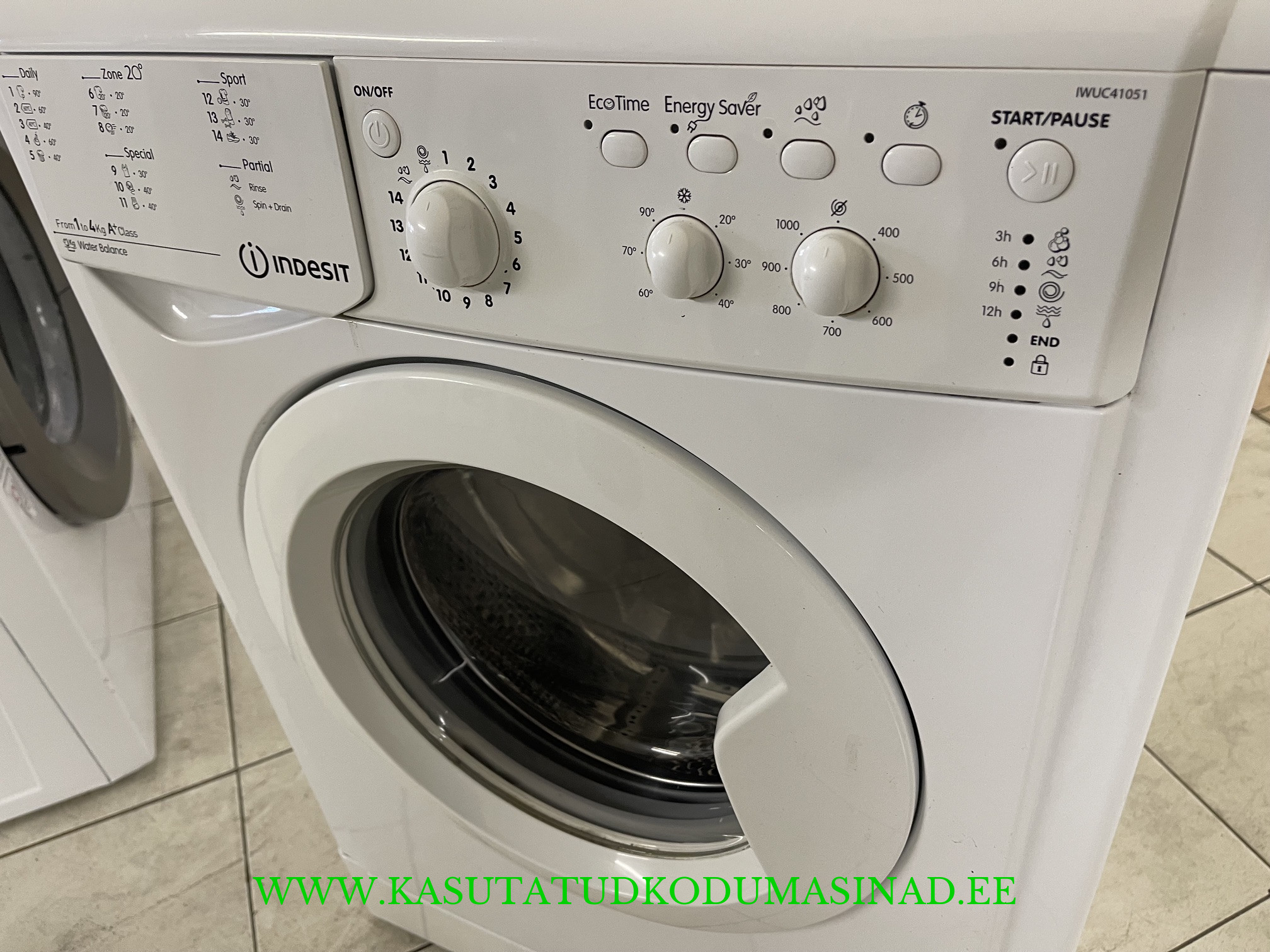 Vähe kasutatud õhuke Indesit IWUC41051 pesumasin – 4kg – 1000rpm. – mõõdud 60x38x85cm. - Image 2