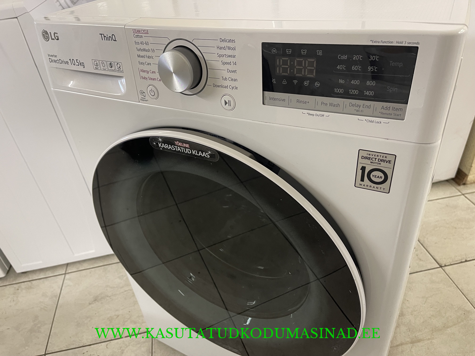 Kasutatud LG F4WV510SOE pesumasin – Inverter otsemootor - 10,5kg – 1400rpm. – mõõdud 60x62x85cm. - Image 2