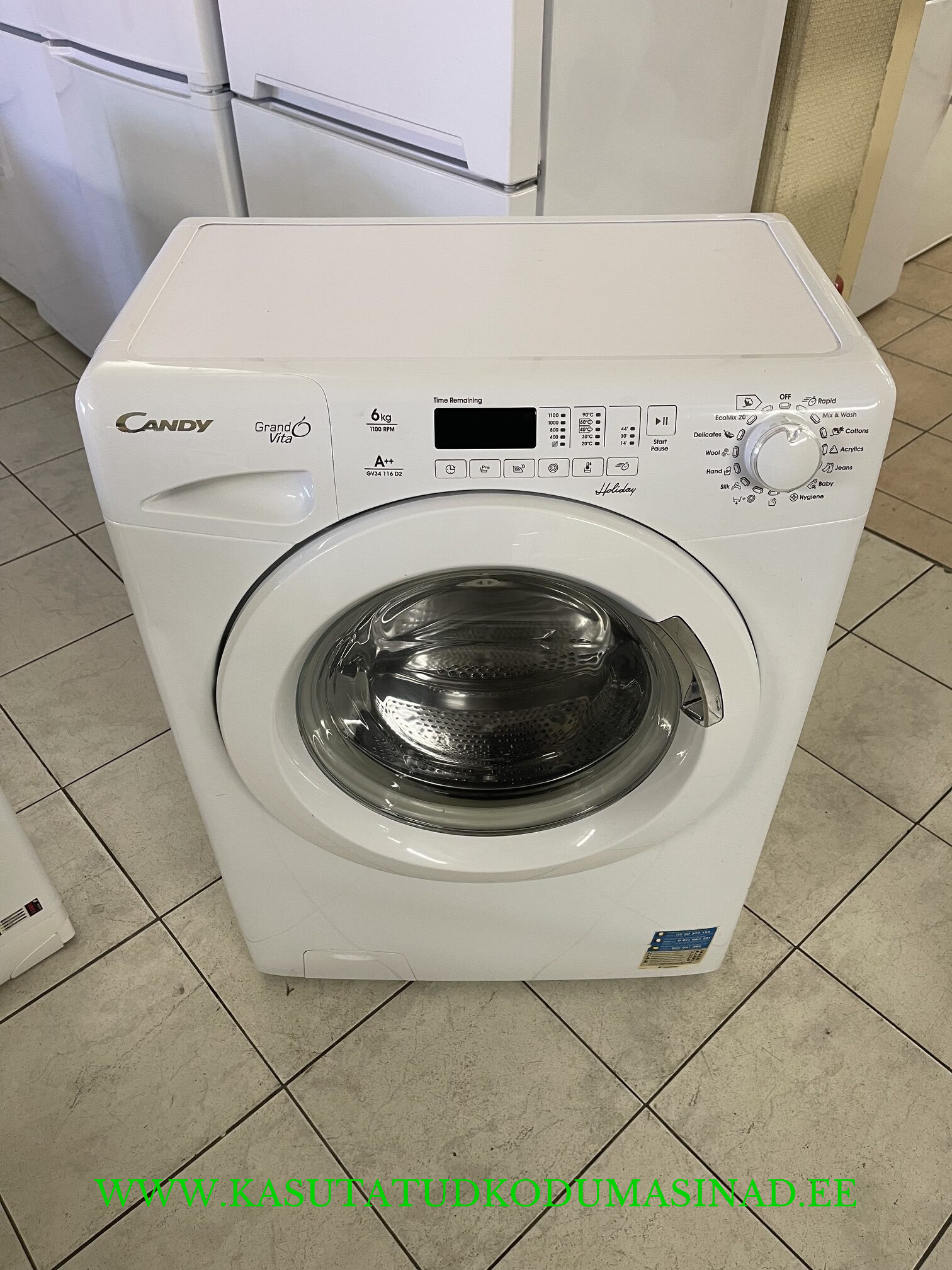 Kasutatud Candy GV34116D2 õhuke pesumasin – 6 kg – 1100rpm. – Sügavus 40cm.