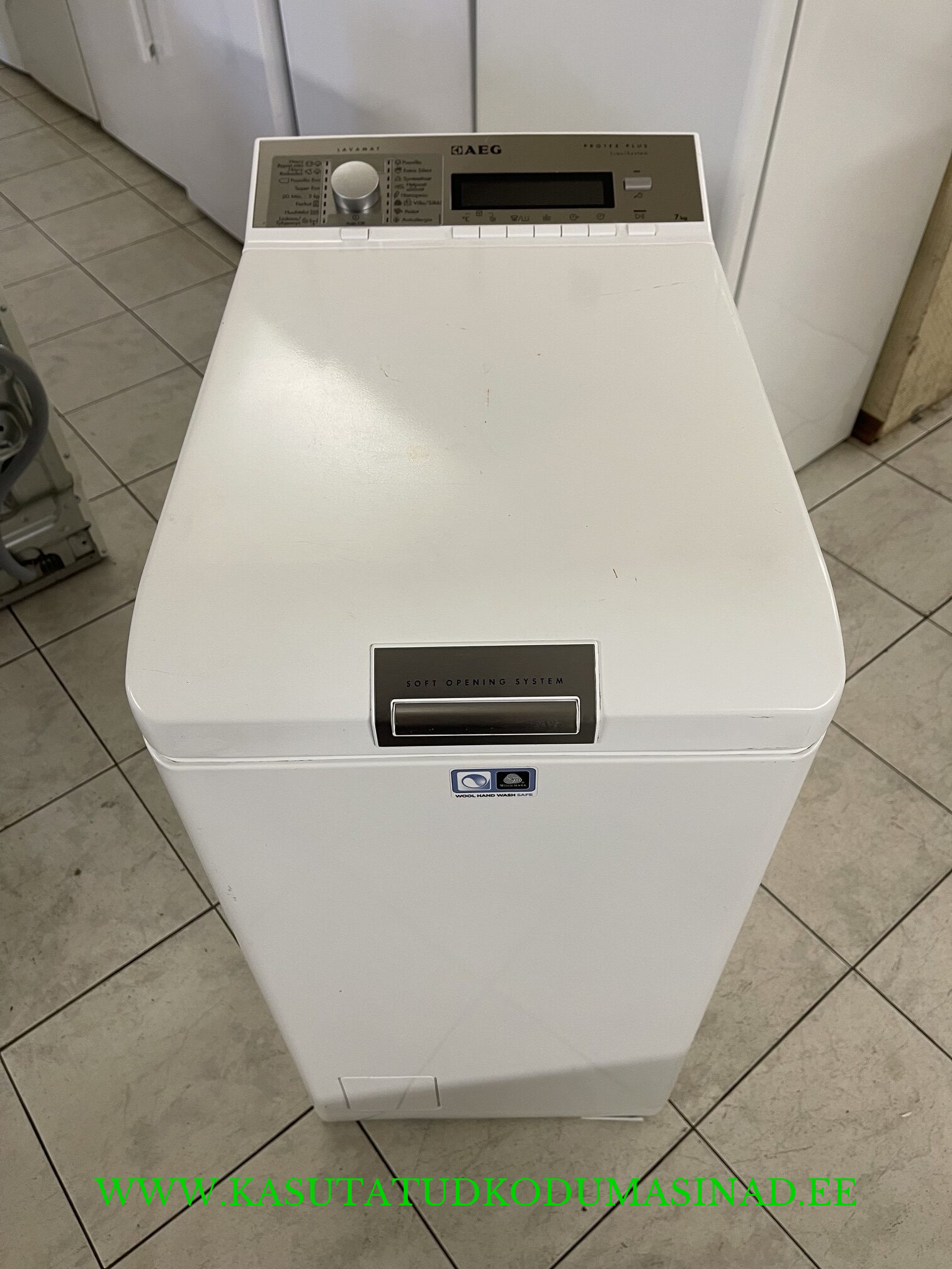 Kasutatud AEG L85370TL pesumasin – 7 kg. – 1300rpm. – Inverter – Aurupesu – laius 40cm.