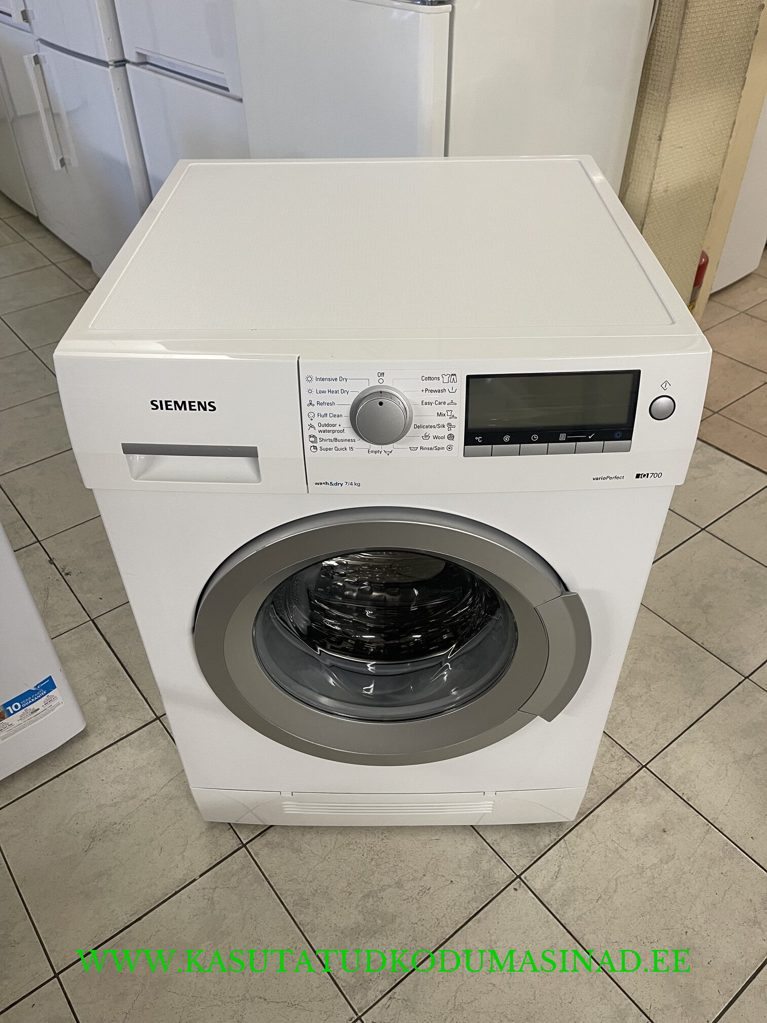 Kasutatud Siemens WD14H540DN kuivatiga pesumasin – 4/7 kg. – 1400 rpm. – Inverter – sügavus 62cm.