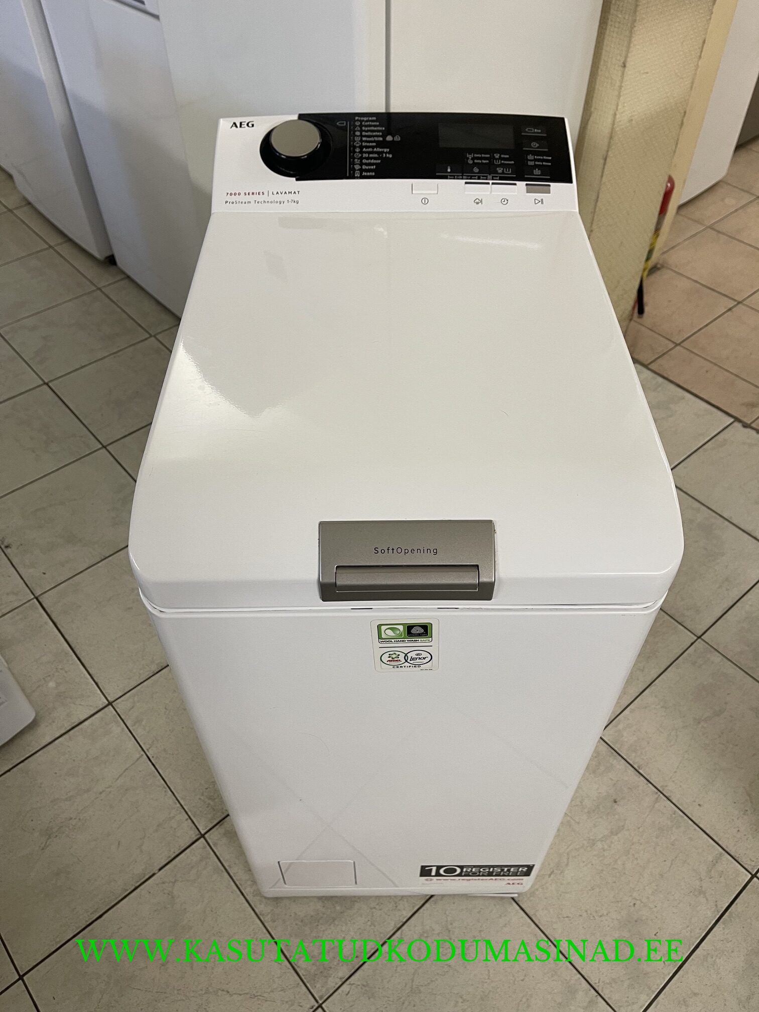 Kasutatud AEG LTX7E273E pesumasin – 7kg. – aurupesu – 1200rpm. – Inverter mootor – Laius 40cm.