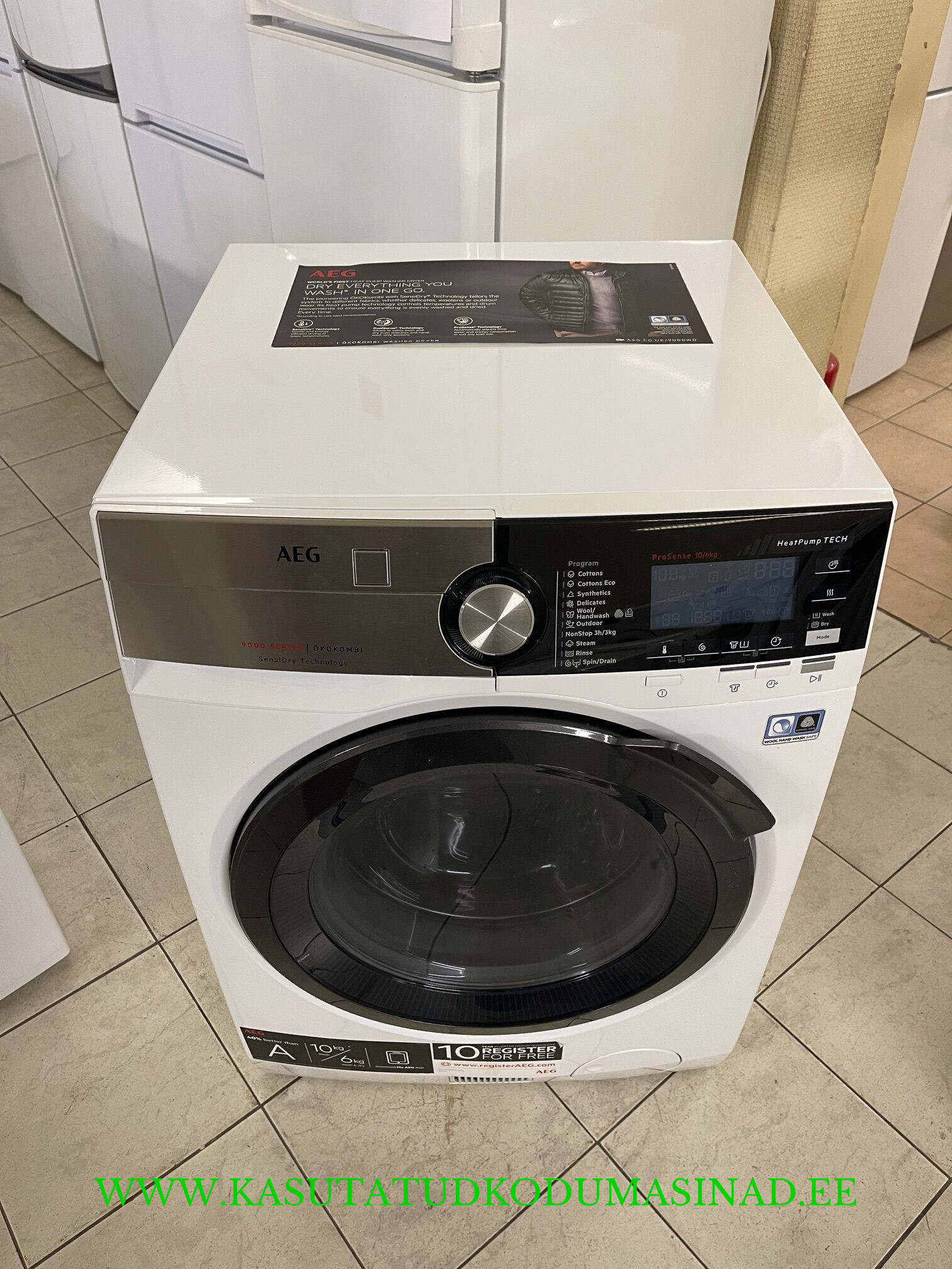 Kasutatud AEG L9WBC61B kuivatiga pesumasin – 6/10 kg. – 1600 rpm. – Inverter – Soojusvahetiga - sügavus 66cm.